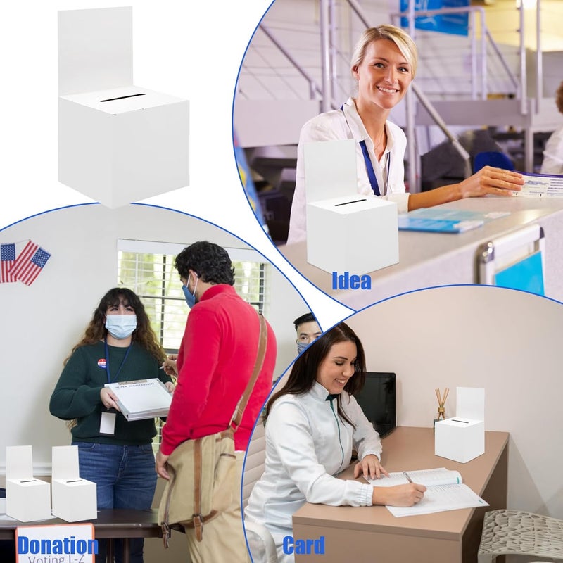 Ysglory 12 Pack Raffle Ticket Box White Cardboard Suggestion Box with Slot Donation Ballot Boxes for Fundraising Collecting Business Card Voting Contest, 6 x 6 x 6 Inches - Image 5
